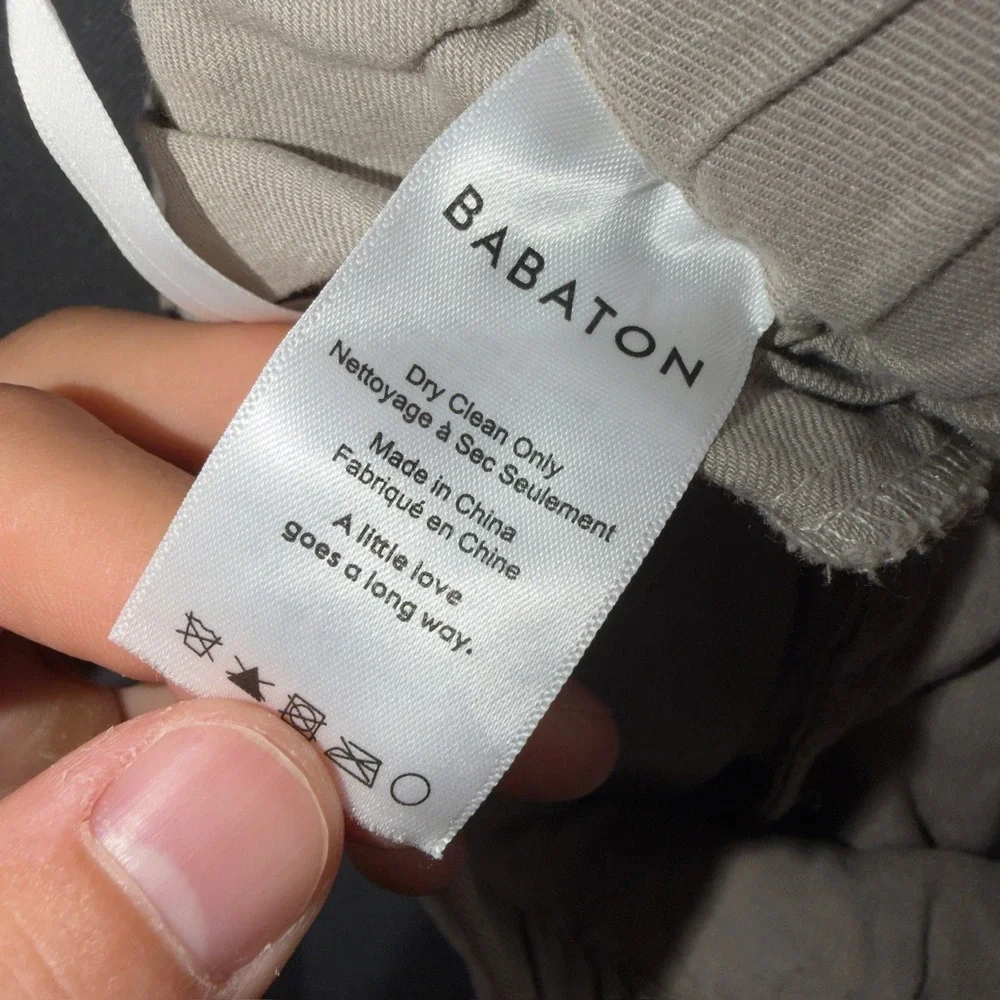 Babaton Womens Beige Linen Blend Elastic Waist Jogger Pants XS CLN1-6441-29